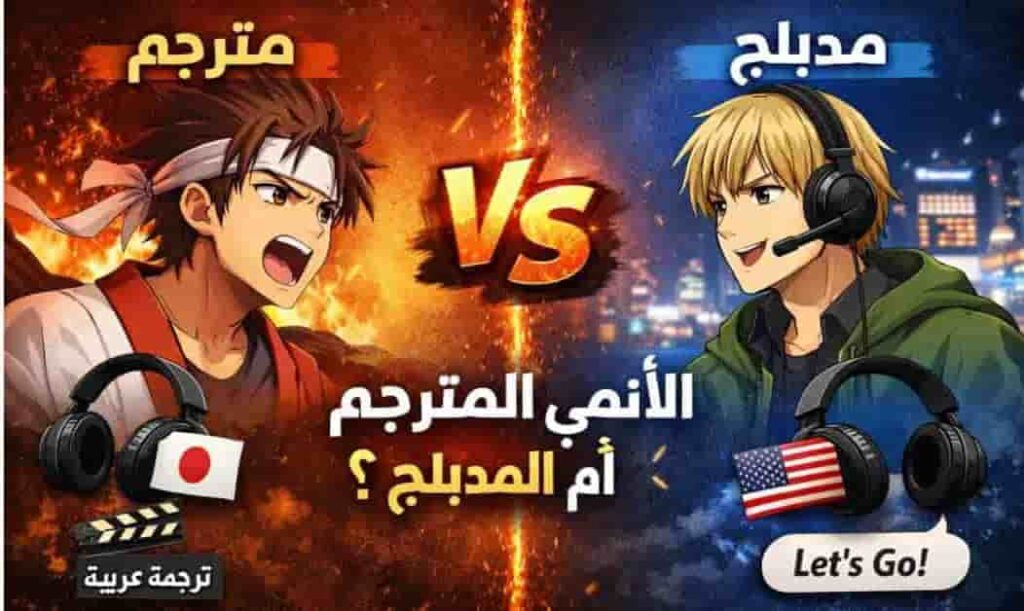 الأنمي المترجم أم المدبلج؟ الفرق وأيهما أفضل للمبتدئين 1 الأنمي المترجم مقابل المدبلج – مقارنة بين Subbed و Dubbed Anime